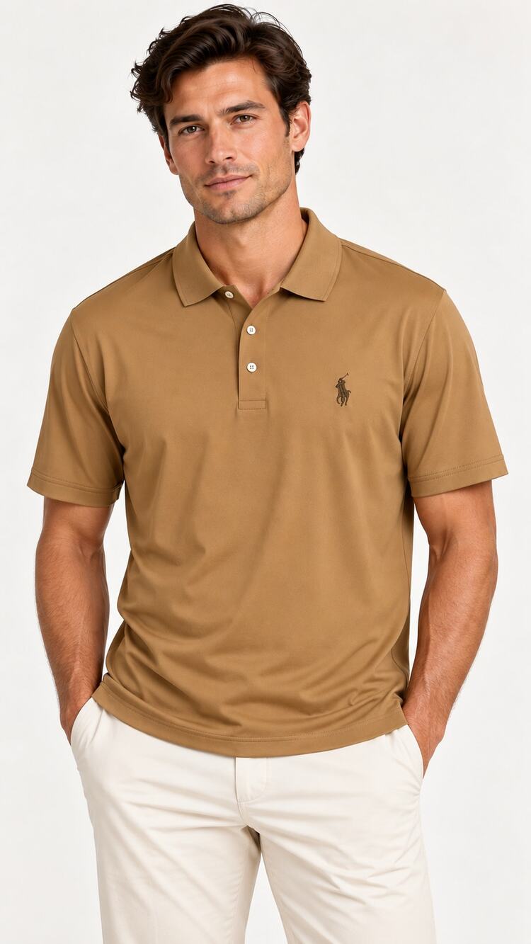 Polo Ralph Lauren Performance Classic Fit Polo Shirt Mens Large Camel Golf New